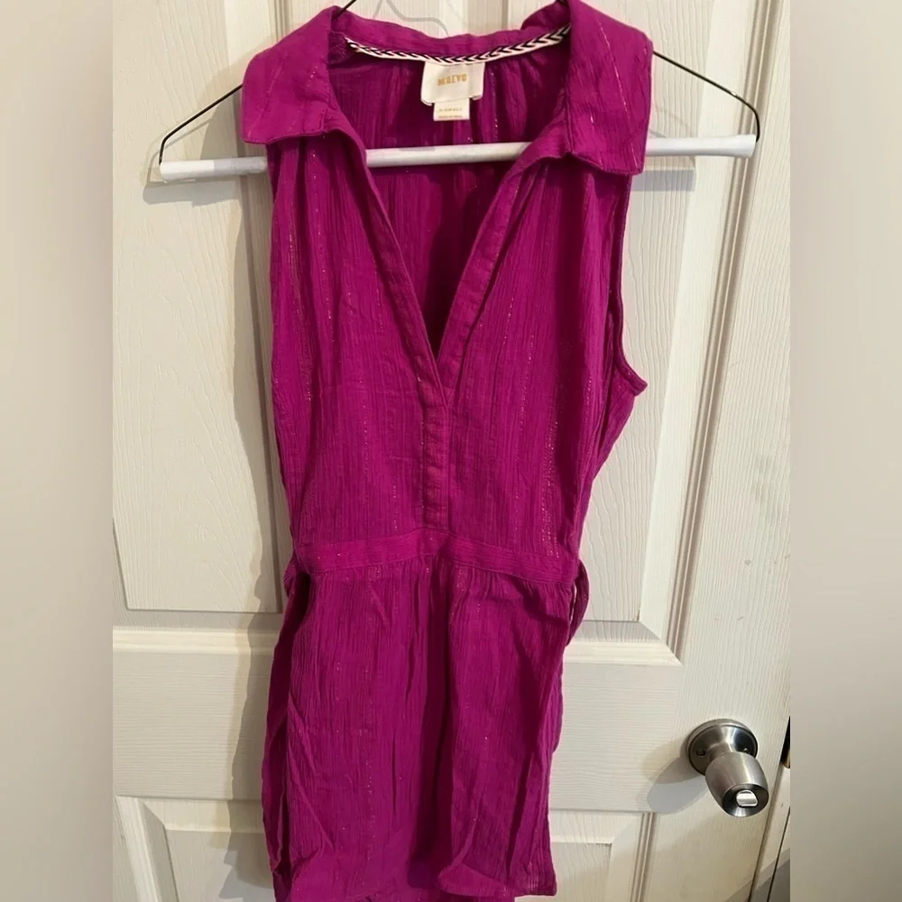 Anthropologie Maeve Fuchsia Batavia Sleeveless Metallic Top